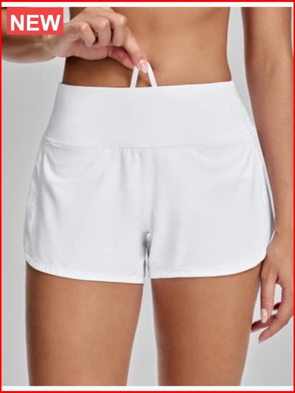 Mid Waisted Workout Running Shorts with Liner 4" - Picture 3 of 5